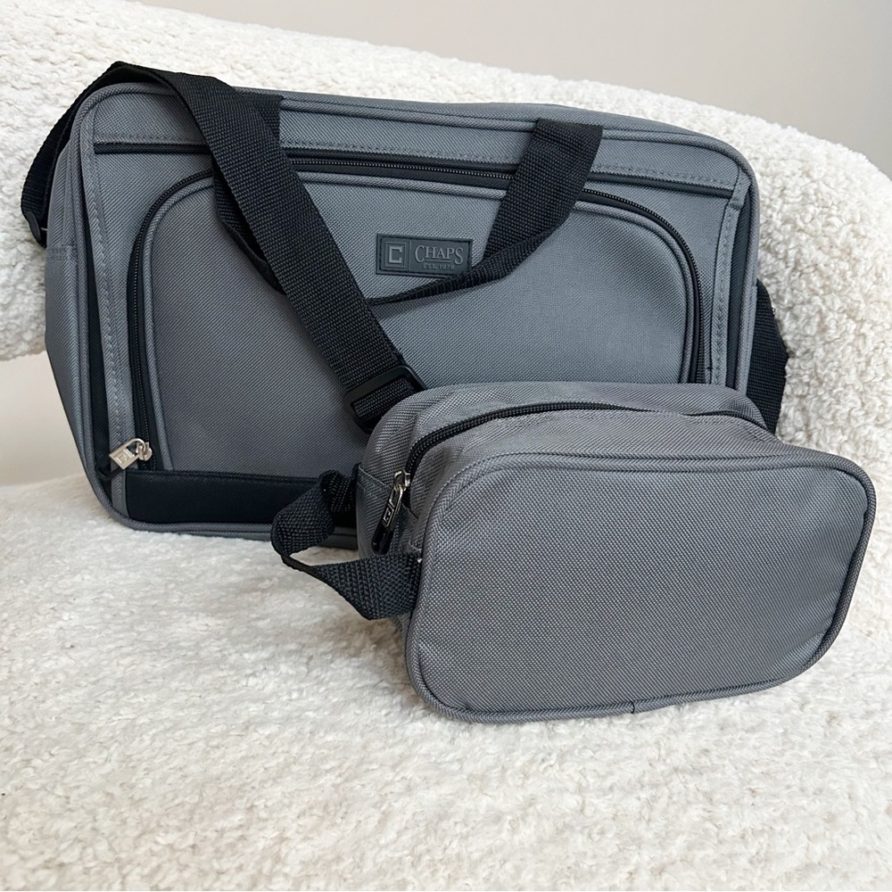 CHAPS Travel Luggage Bag PLUS Mini Bag Black and Gray